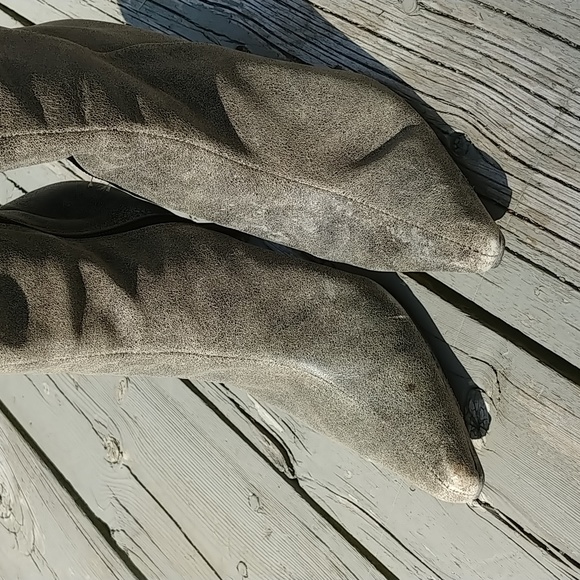 Distressed grey vintage leather boots 6.5 - Picture 13 of 14